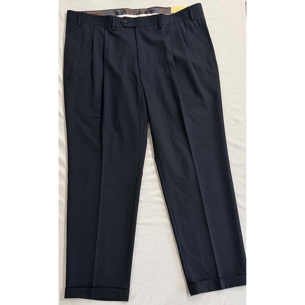 Lauren Ralph Lauren Mens Pleated Dress Pants 40x30 Dark Navy Blue NEELPDVX0215